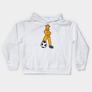 Giraffe at Sports with Soccer ball Kids Hoodie